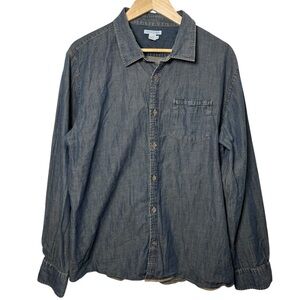 Carbon 2 Cobalt Shirt Button Up Men's Large Cotton Blue Pocket Long Sleeve Denim